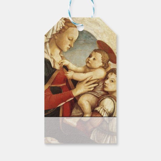 Vintage Malerei Maria und Jesus Weihnachten Geschenkanhänger (Rückseite)