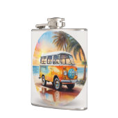 Vintage Malerei Minibus am Strand Flachmann (Links)