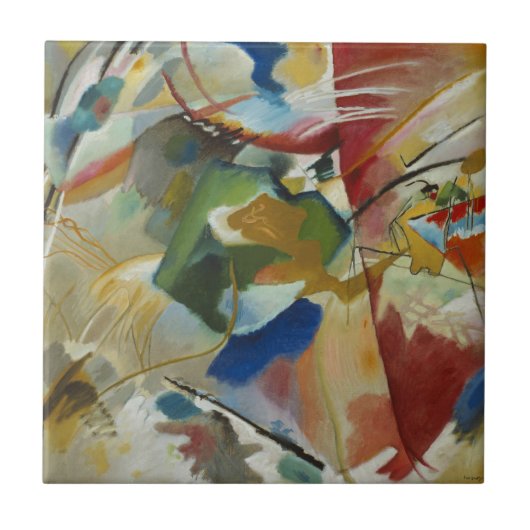 Vintage Malerei mit Grün von Kandinsky Fliese (Vorderseite)