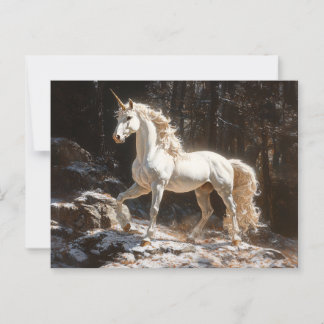 Vintage Malerei mit weißem Einhorn Postkarte