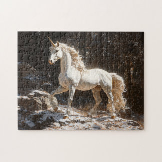 Vintage Malerei mit weißem Einhorn Puzzle