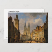 Vintage Malerei Prag Stadtbesichtigung Tschechien Postkarte (Vorne/Hinten)