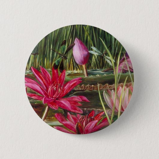 Vintage Malerei-Rosa-Blüten-Blumen Button (Vorderseite)