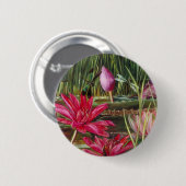 Vintage Malerei-Rosa-Blüten-Blumen Button (Vorne & Hinten)