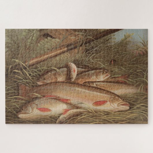 Vintage Malerei von Foght Brook Trout (1868) Puzzle (Horizontal)