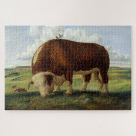 Vintage Malerei von Hereford Bull Puzzle