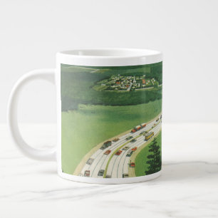 Vintage malerische amerikanische Autobahnen, Autos Jumbo-Tasse