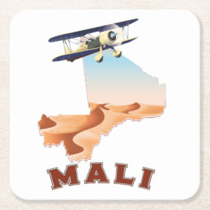 Vintage Mali Karte Reiseposter Rechteckiger Pappuntersetzer
