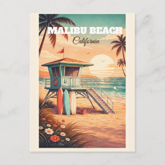 Vintage Malibu Beach California Travel Postcard  Feiertagspostkarte