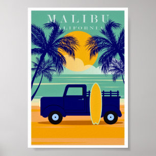 Vintage Malibu, Kalifornien Poster