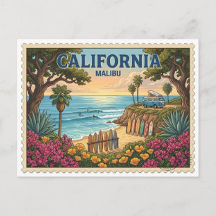 Vintage Malibu Kalifornien Surf Strand Van Postkarte