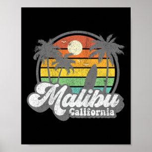 Vintage Malibu Strand Kalifornien Ca Surfen Retro Poster