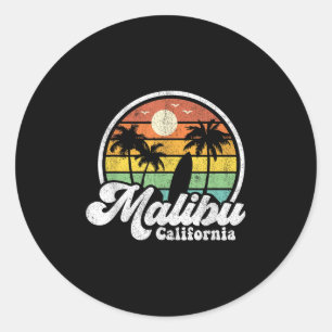 Vintage Malibu Strand Kalifornien Ca Surfen Retro  Runder Aufkleber