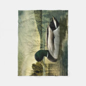 Vintage Mallard Duck Weathered Postcard Fleecedecke (Vorderseite)