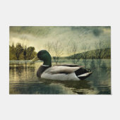 Vintage Mallard Duck Weathered Postcard Fußmatte (Vorderseite)