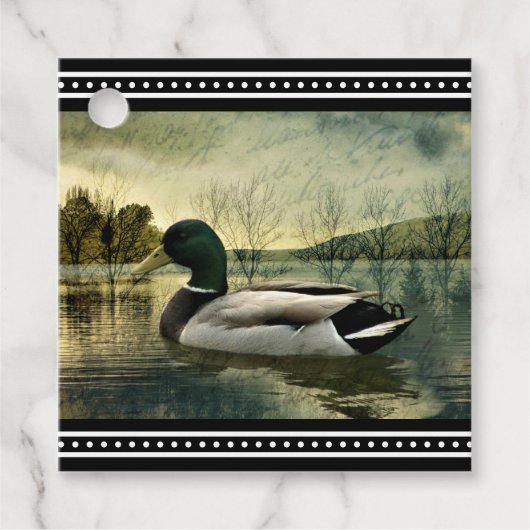 Vintage Mallard Duck Weathered Postcard Geschenkanhänger (Vorderseite)