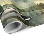 Vintage Mallard Duck Weathered Postcard Geschenkpapier (Rolleneckpunkt)