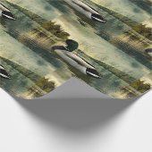 Vintage Mallard Duck Weathered Postcard Geschenkpapier (Ecke)