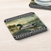 Vintage Mallard Duck Weathered Postcard Getränkeuntersetzer (Linke Seite)