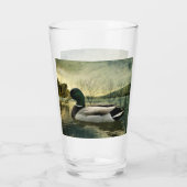 Vintage Mallard Duck Weathered Postcard Glas (Rückseite)