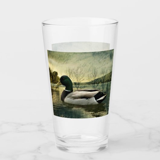 Vintage Mallard Duck Weathered Postcard Glas (Vorderseite)