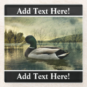 Vintage Mallard Duck Weathered Postcard Glasuntersetzer