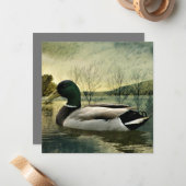 Vintage Mallard Duck Weathered Postcard Mitteilungskarte (Vorderseite/Rückseite Beispiel)