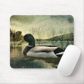 Vintage Mallard Duck Weathered Postcard Mousepad (Mit Mouse)