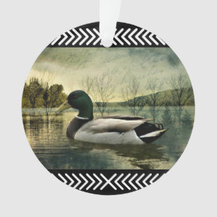 Vintage Mallard Duck Weathered Postcard Ornament