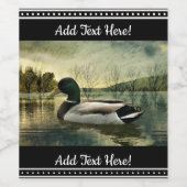 Vintage Mallard Duck Weathered Postcard Weinetikett (Einzelnes Label)