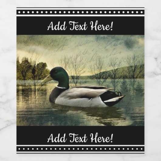 Vintage Mallard Duck Weathered Postcard Weinetikett (Einzelnes Label)