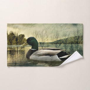 Vintage Mallard Duck Wethered Postkarte Handtuch