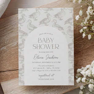 Vintage-Mallard-Enten-Baby-Shower Einladung