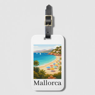 Vintage Mallorca Spanien Reise Strand Illustration Gepäckanhänger