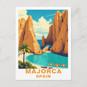 Vintage Mallorca, Spanien Strand Reise Postkarte