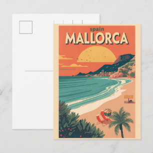 Vintage Mallorcca Strand Spanien Reise Souvenirs Feiertagspostkarte