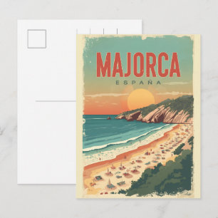 Vintage Mallorcca Strand Spanien Reise Souvenirs Feiertagspostkarte