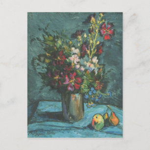 Vintage Mallows auf schwarzem Hintergrund Blumen R Postkarte
