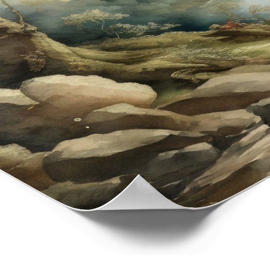 Vintage Malstil-Landschaft Poster (Ecke)