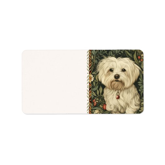 Vintage-Malteser- oder Bichon-Welpe Adressaufkleber (Vorne)