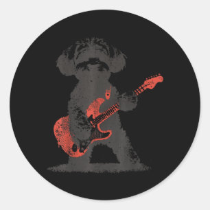 Vintage Maltipoo Rock spielt Gitarre lustiger Hund Runder Aufkleber