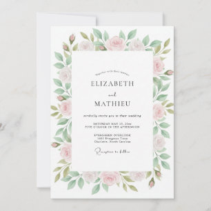 Vintage-Malven-Salbei-Blüten-Hochzeit Einladung