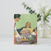 Vintage Mama Frühstück im Bed by Family Postkarte (Stehend Vorderseite)