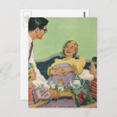 Vintage Mama Frühstück im Bed by Family Postkarte (Vorne/Hinten)