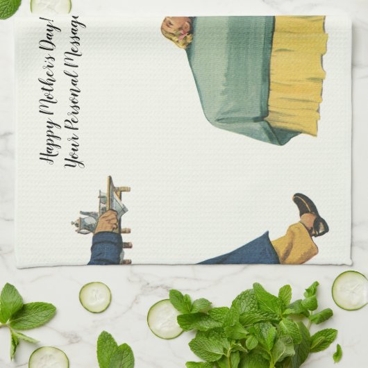 Vintage Mama Frühstück im Bett Geschirrtuch (Gefaltet)