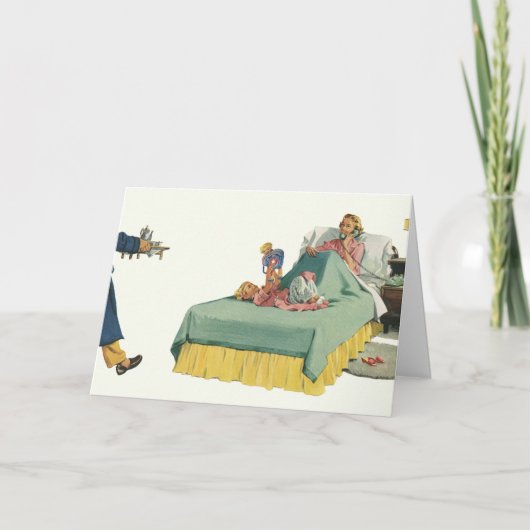 Vintage Mama Frühstück im Bett Karte (Vorderseite)