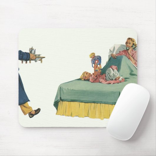 Vintage Mama Frühstück im Bett Mousepad (Mit Mouse)