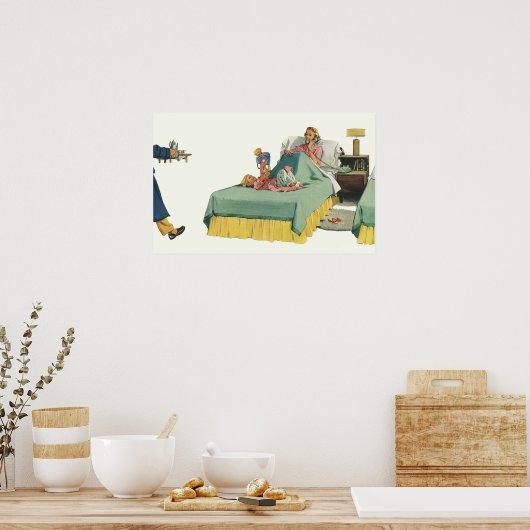 Vintage Mama Frühstück im Bett Poster (Küche)