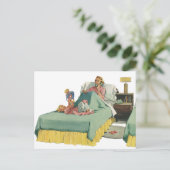 Vintage Mama Frühstück im Bett Postkarte (Stehend Vorderseite)