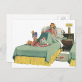 Vintage Mama Frühstück im Bett Postkarte (Vorne/Hinten)